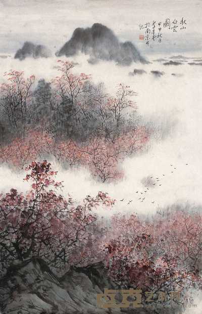 卢星堂 秋山白云图 镜心 69.5×45cm